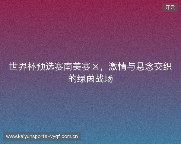 世界杯预选赛南美赛区，激情与悬念交织的绿茵战场